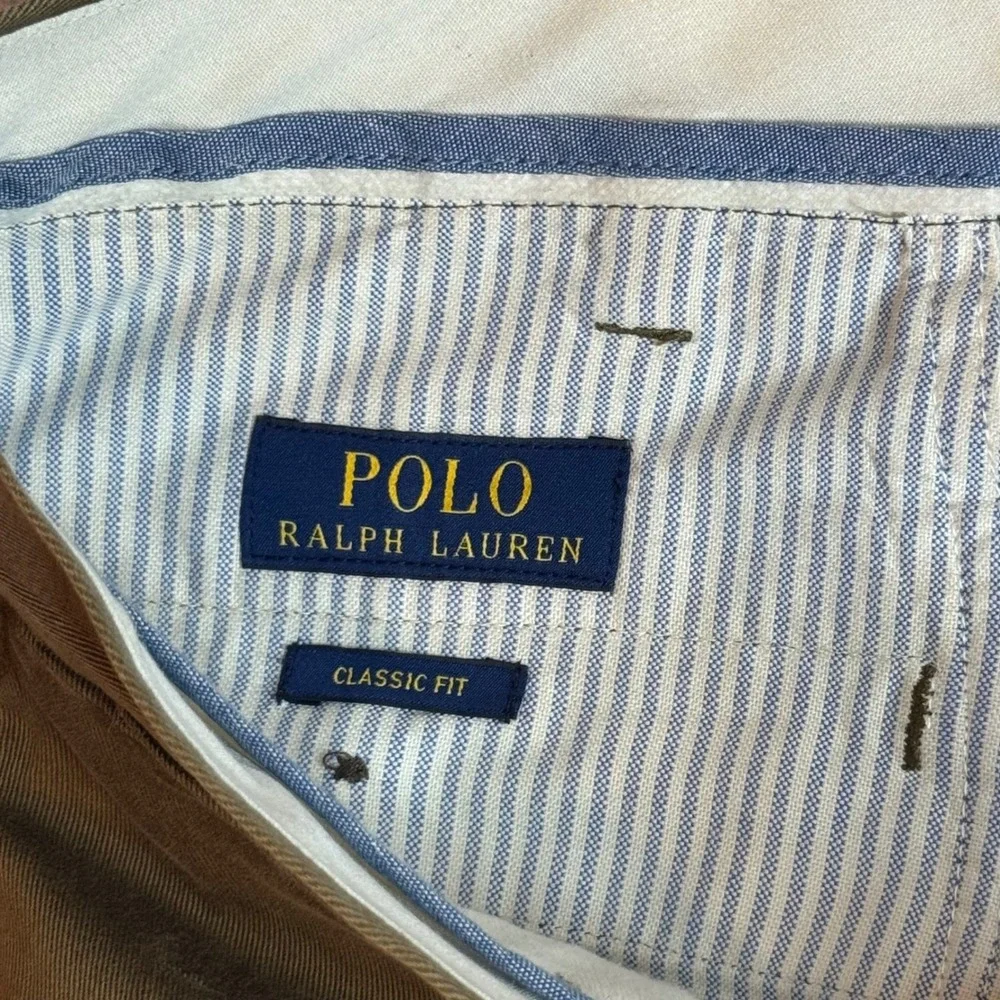 Polo Ralph Lauren Classic Fit Chino Pants Mens 36x30 Olive Brown Cotton Twill